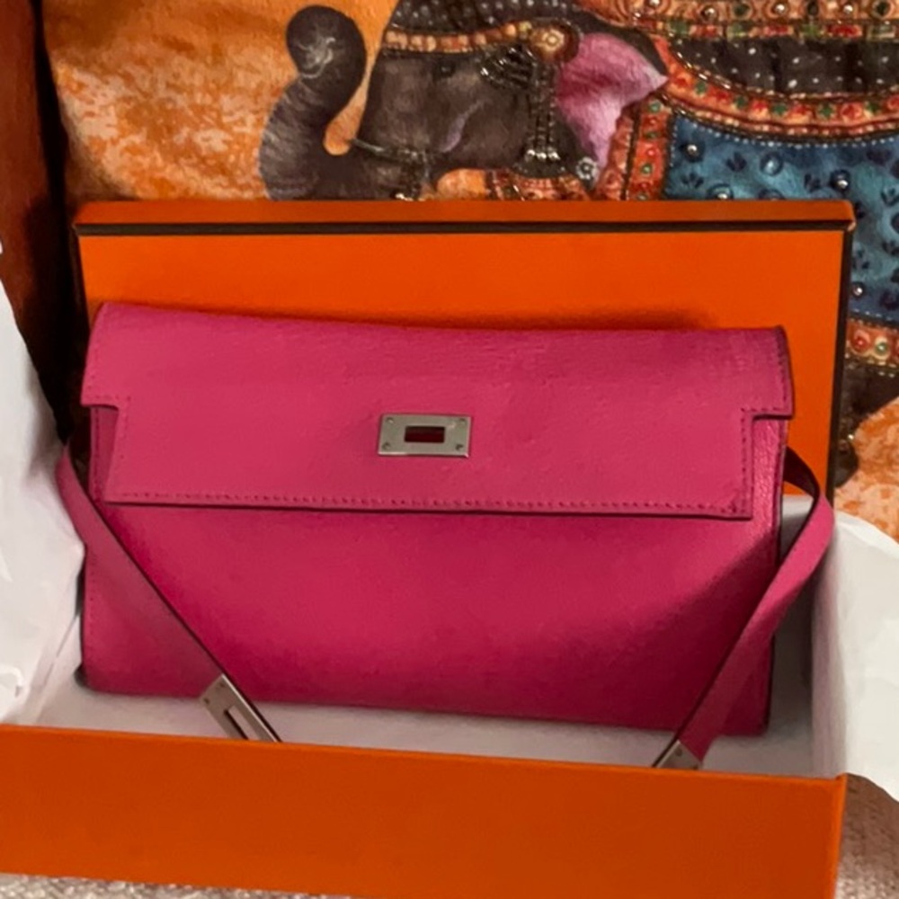 Preowned Rose Hermes Classic Kelly Wallet